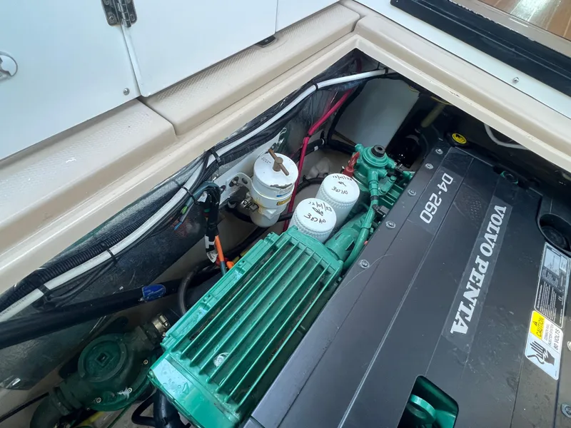 Slide: The Image of Engine compartment of a 2016 Cutwater C28 boat with Volvo Penta D4-260 engine. - 18