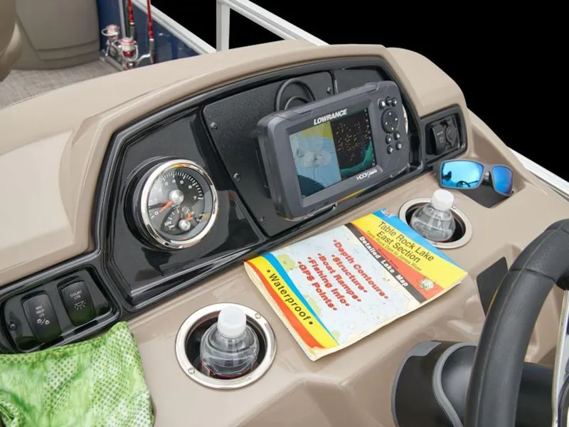 Slide: The Image of Dashboard of 2024 Ranger 200F boat with navigation system, map, and accessories. - 5
