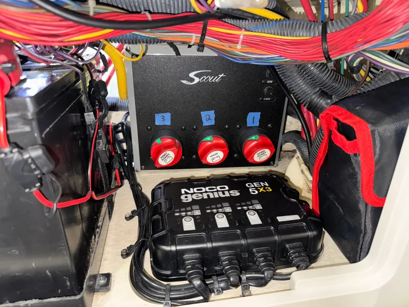 Slide: The Image of Electrical system of a 2016 Scout 255 LXF boat with NOCO Genius charger. - 27