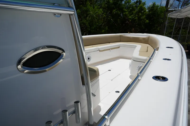Slide: The Image of 2015 Contender 39ST boat interior with sleek design and comfortable seating. - 8