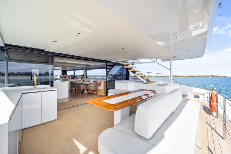 Slide: The Image of Luxurious 2026 McConaghy 82P yacht interior with modern design and ocean view. - 34
