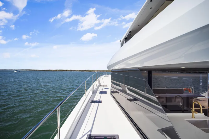 Slide: The Image of Luxurious 2026 McConaghy 82P yacht deck with ocean view and sleek design. - 37