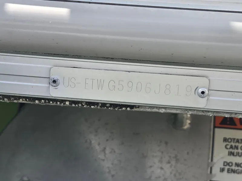 Slide: The Image of 2019 Bennington ETW boat identification plate with serial number. - 10