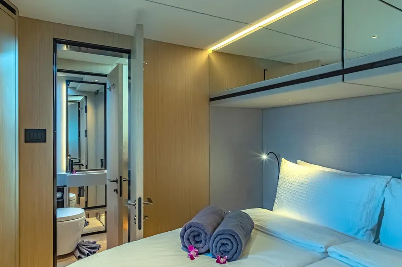 Slide: The Image of Luxurious cabin interior of 2026 McConaghy MC75 yacht with modern bathroom. - 18