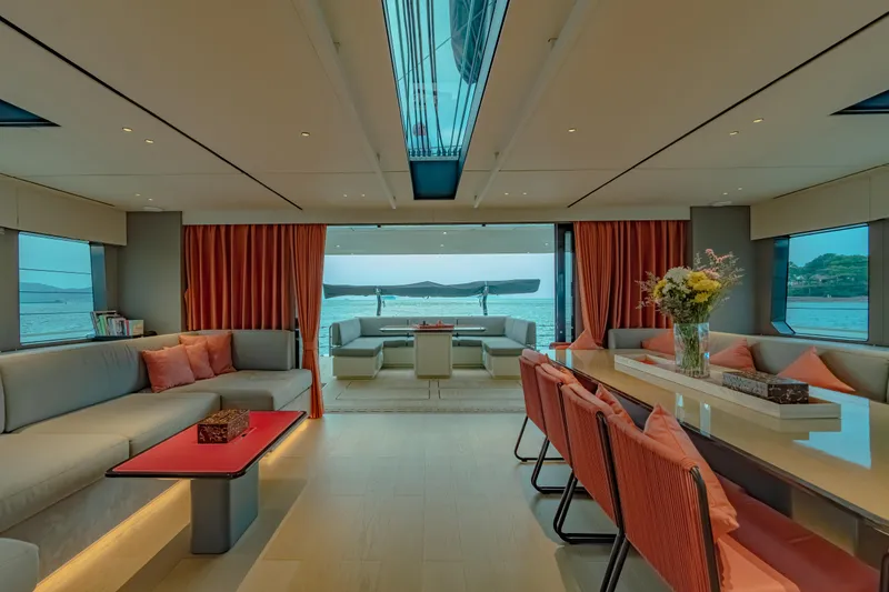 Slide: The Image of Luxurious interior of 2026 McConaghy MC75 yacht with elegant seating and ocean view. - 19