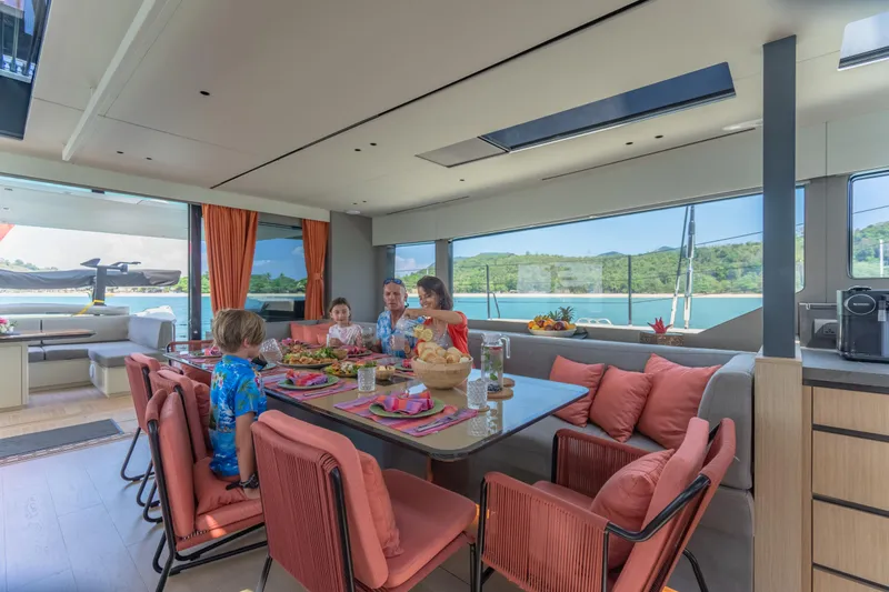 Slide: The Image of Luxurious McConaghy MC75 yacht interior with family dining, 2026 model. - 21