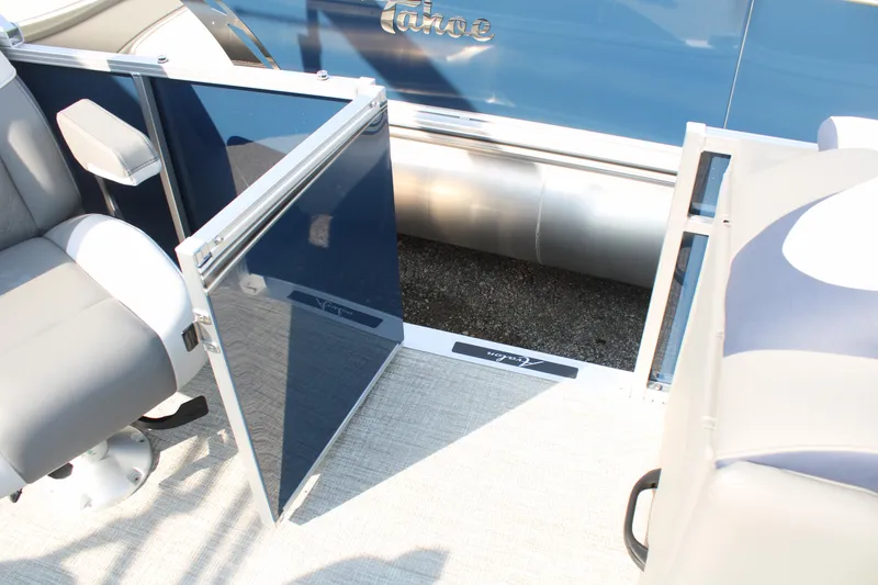 Slide: The Image of 2024 Avalon LSZ Quad Lounger interior with open gate and seating. - 9