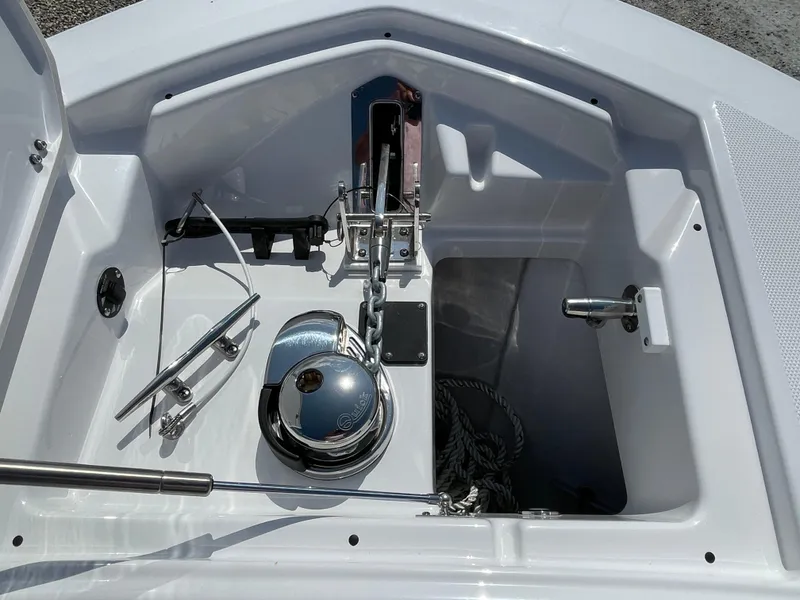 Slide: The Image of 2025 Blackfin 272CC anchor locker with polished hardware and storage space. - 11