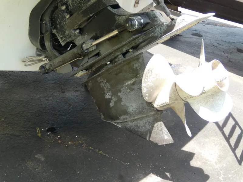 Slide: The Image of Close-up of a 2006 Crownline 260 LS boat propeller and drive system. - 2