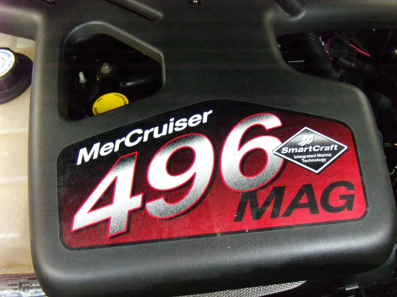 Slide: The Image of MerCruiser 496 MAG engine cover on 2006 Crownline 260 LS boat. - 9