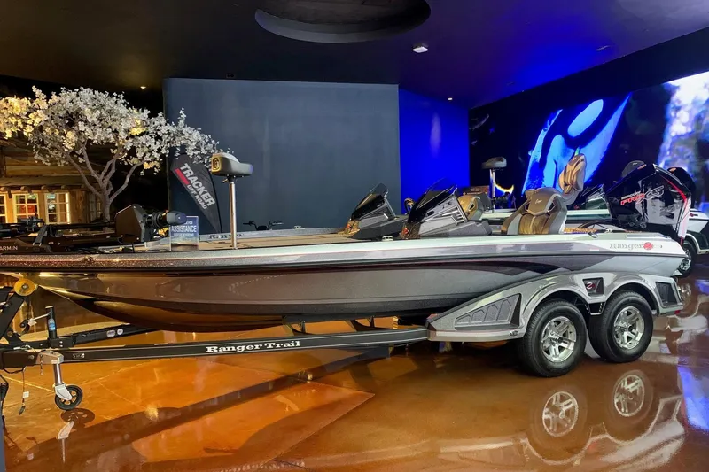 The Image of 2025 Ranger Z520R Cup-Equipped boat displayed indoors with sleek design and modern features. - 0