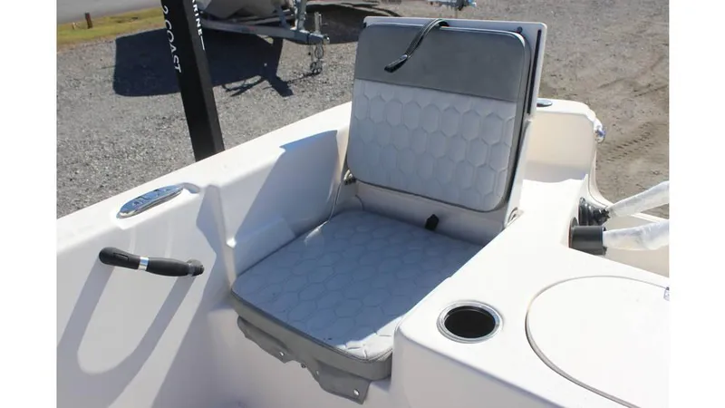 Slide: The Image of 2025 Carolina Skiff 21 LS boat seat with cup holder and handle. - 7