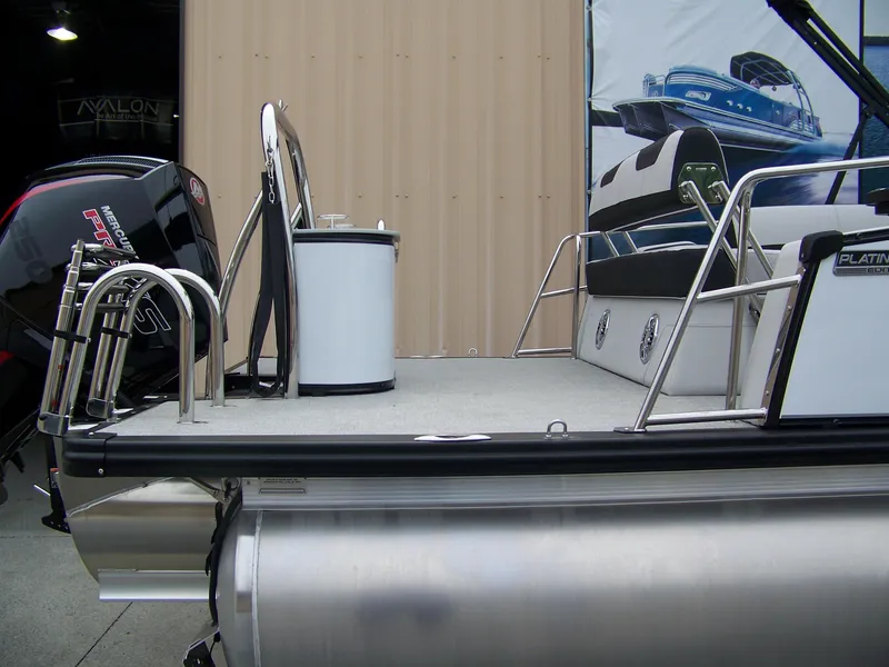 Slide: The Image of 2025 Avalon Catalina Cruise Rear Bench Windshield pontoon boat, featuring sleek design and modern amenities. - 2
