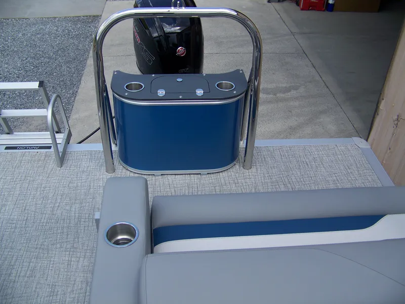 Slide: The Image of 2025 Avalon VENTURE 85 Cruise Rear Bench with cup holders and sleek design. - 12
