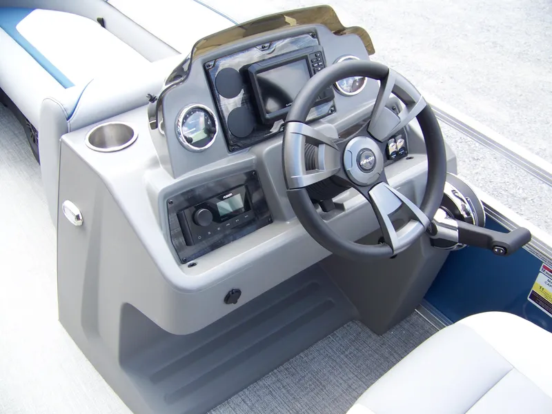 Slide: The Image of 2025 Avalon VENTURE 85 Cruise Rear Bench dashboard with steering wheel and controls. - 8