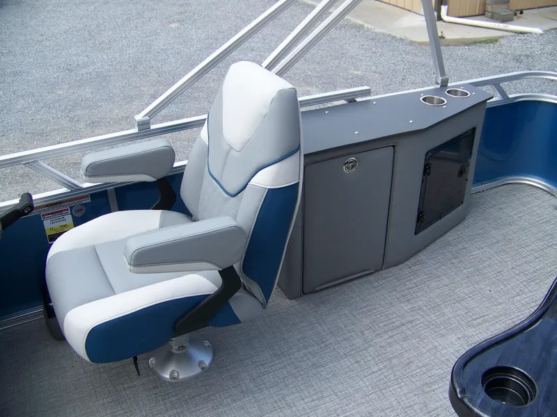 Slide: The Image of 2025 Avalon VENTURE 85 Cruise Rear Bench with modern seating and storage features. - 9