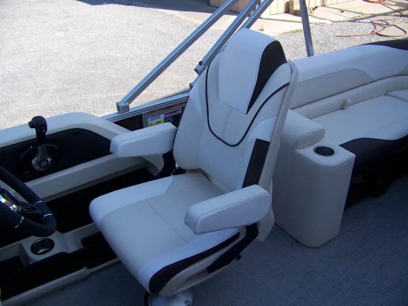 Slide: The Image of Luxurious seating in 2025 Avalon LSZ ELITE boat with modern design and comfort features. - 10