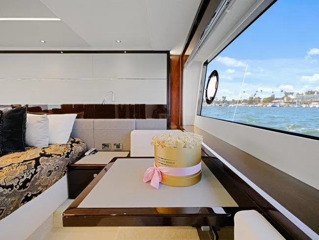 Slide: The Image of Luxurious interior of 2018 Sunseeker Predator 74 yacht with elegant decor and scenic ocean view. - 33