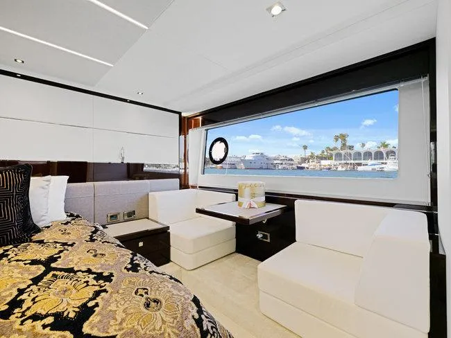Slide: The Image of Luxurious interior of 2018 Sunseeker Predator 74 yacht with waterfront view. - 30