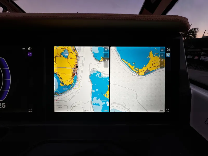 Slide: The Image of Navigation display on 2023 Yamarin 88 DC boat, showing detailed marine charts. - 39