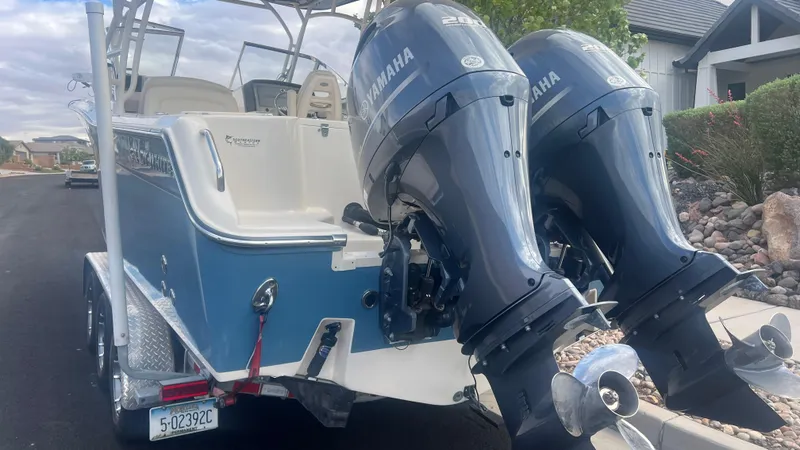 Slide: The Image of Grady-White Freedom 275 boat with dual Yamaha engines, year 2021. - 3