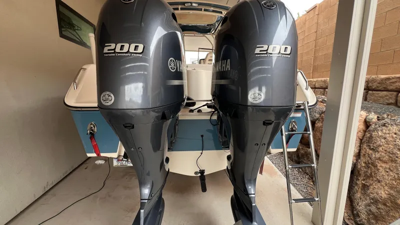 Slide: The Image of 2021 Grady-White Freedom 275 with twin Yamaha 200 HP outboard engines. - 4