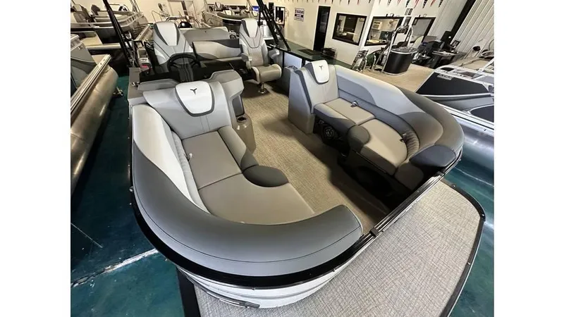 Slide: The Image of 2025 Tahoe Pontoon LTZ Versatile Rear Lounger with luxurious seating and modern design. - 1