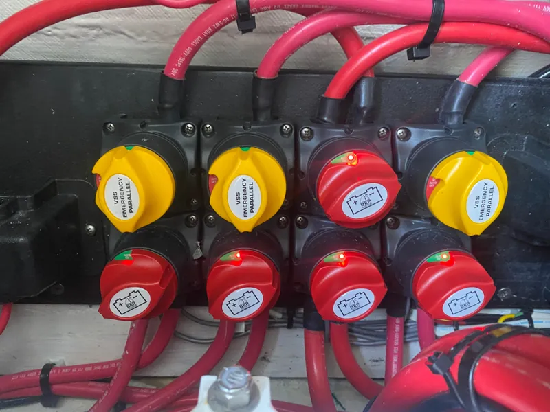 Slide: The Image of Electrical panel with red and yellow switches, Front Runner 36 cc, 2022 model. - 21