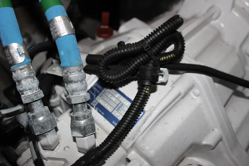 Slide: The Image of Engine components of a 2017 Sea Ray Sundancer 400 boat. - 12