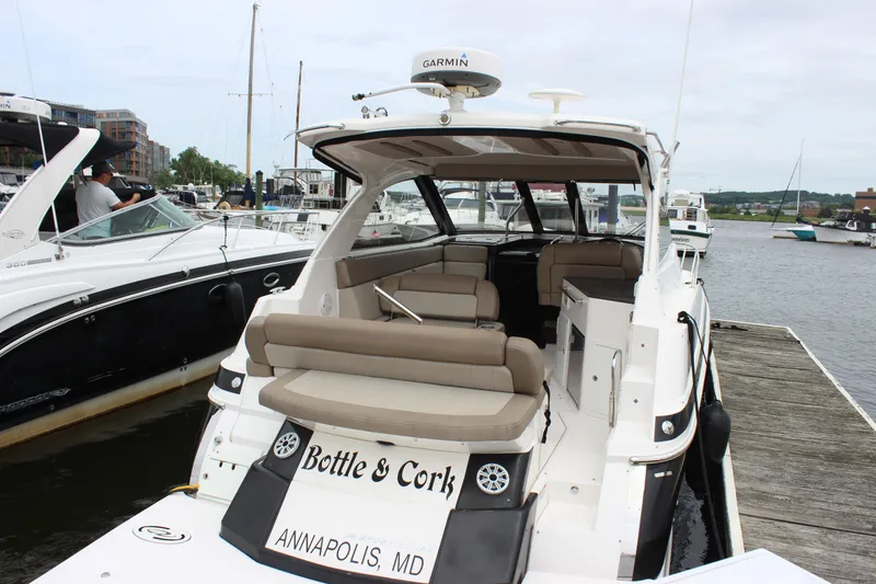 Slide: The Image of 2014 Regal 35 Sport Coupe boat docked in Annapolis, MD marina. - 9