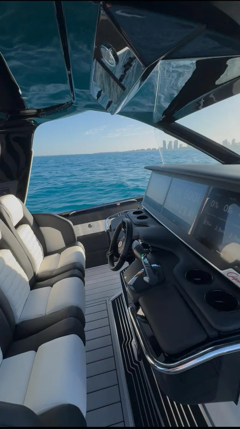 Slide: The Image of 2024 Cigarette 42 Auroris luxury boat interior with ocean view. - 3