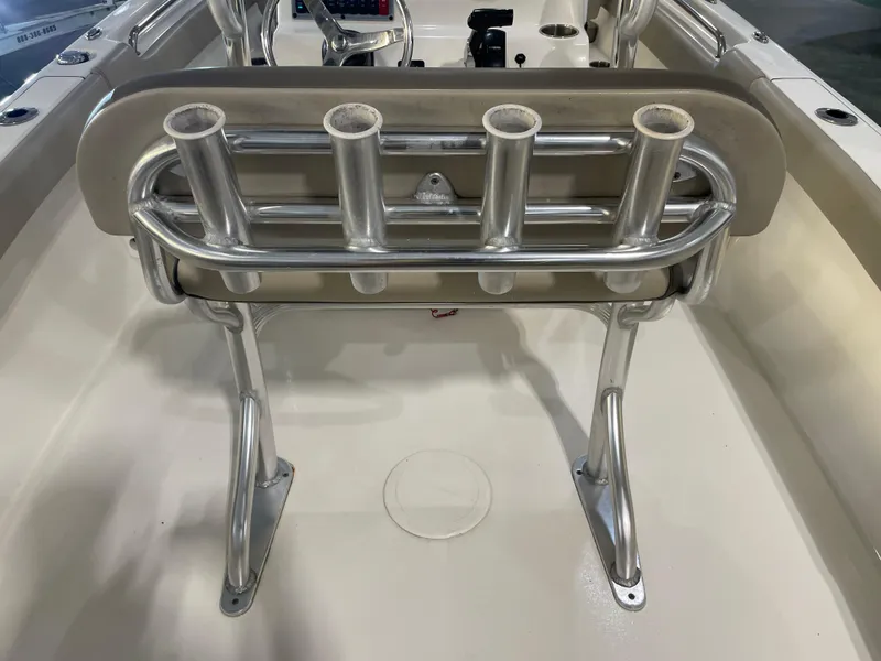 Slide: The Image of 2023 Key West 203 FS boat with stainless steel rod holders and seating. - 34