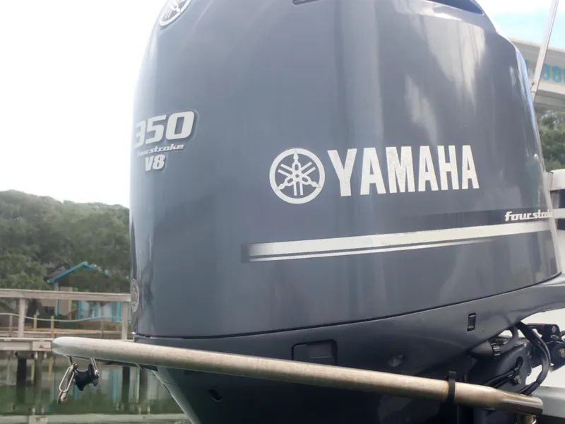 Slide: The Image of Yamaha 350 V8 outboard motor on 2016 Hurricane SunDeck 2690 OB boat. - 45