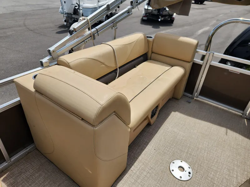 Slide: The Image of Beige seating on 2022 Avalon VLS 2080 QL boat, featuring spacious and comfortable design. - 10