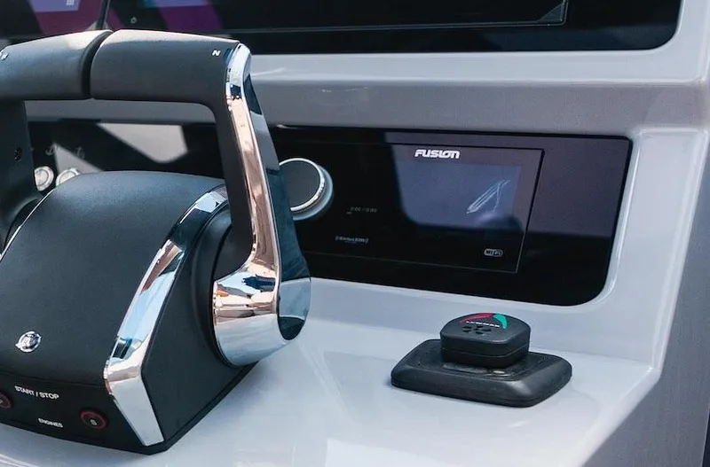 Slide: The Image of Control panel of 2025 Navan C30 boat with advanced navigation system. - 12