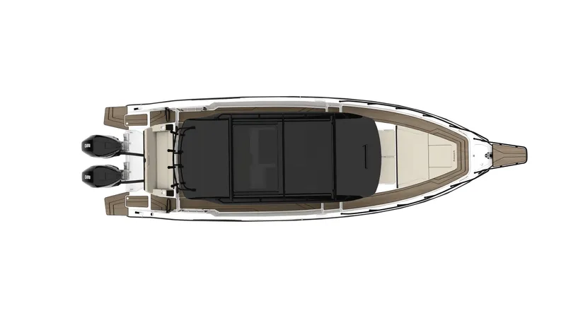 Slide: The Image of Top view of 2025 Navan C30 boat with dual engines and sleek design. - 25