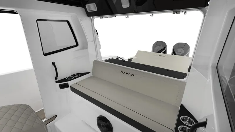 Slide: The Image of Interior of 2025 Navan C30 boat with modern seating and sleek design. - 32