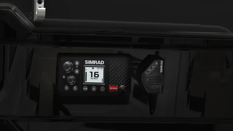 Slide: The Image of Simrad marine radio system in 2025 Navan C30 boat dashboard. - 36