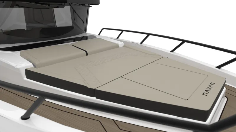 Slide: The Image of 2025 Navan C30 boat with beige sunbathing deck and sleek design. - 38