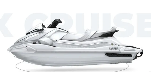 Slide: The Image of 2025 Yamaha Marine Waverunner VX1050C-BB, sleek white design, side view. - 3