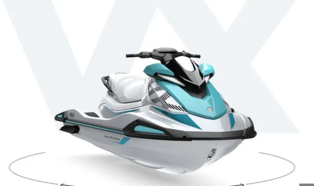 Slide: The Image of 2024 Yamaha Marine Waverunner VX1050D-AB, sleek design, turquoise and white color scheme. - 4