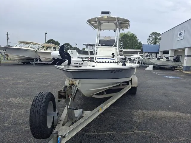 Slide: The Image of 2013 Blazer 2220 Fisherman boat on trailer in parking lot. - 6