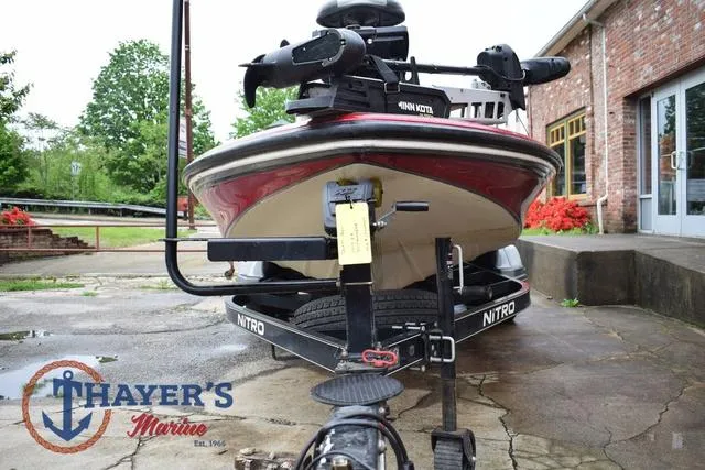 Slide: The Image of 2015 Nitro Z Series Z-8 boat on trailer at Thayer's Marine dealership. - 7