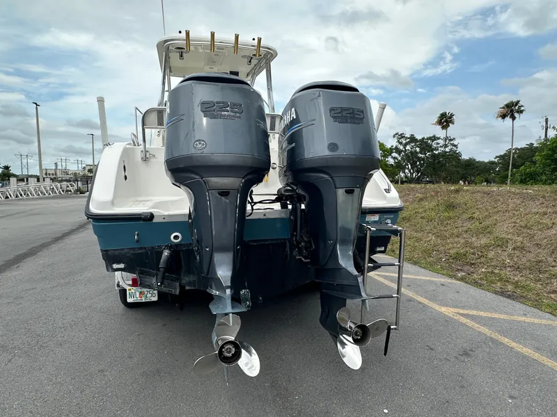 Slide: The Image of 2008 Century 2600 Walkaround boat with dual Yamaha 225 outboard motors. - 4