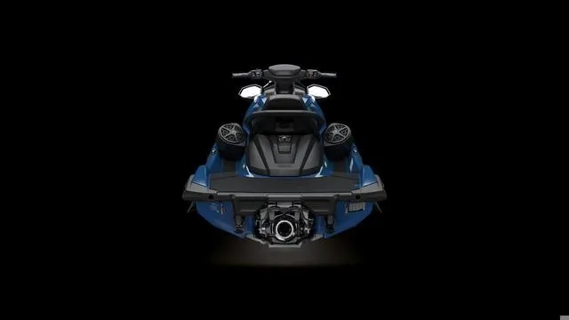 Slide: The Image of 2025 Yamaha Waverunner VX Cruiser HO, rear view, sleek design, black background. - 4
