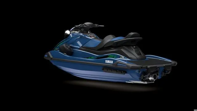 Slide: The Image of 2025 Yamaha Waverunner VX Cruiser HO in sleek blue design on black background. - 5