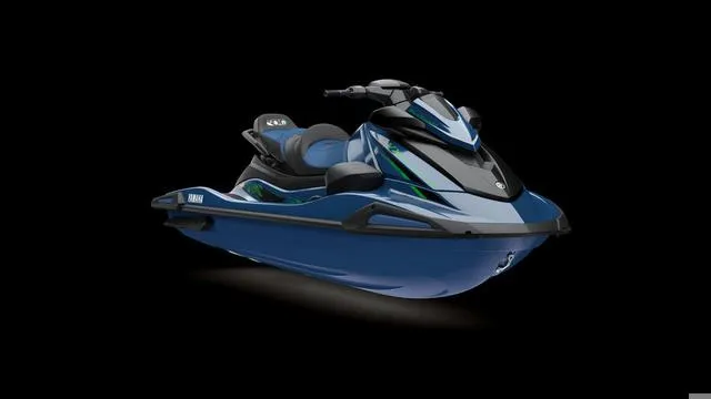 Slide: The Image of 2025 Yamaha Waverunners VX Cruiser HO in sleek blue design on black background. - 9