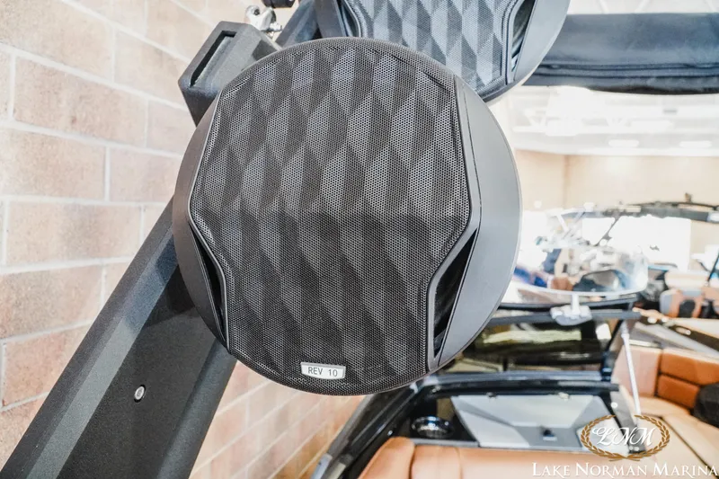 Slide: The Image of 2023 Malibu 26 LSV boat speaker detail at Lake Norman Marina. - 29