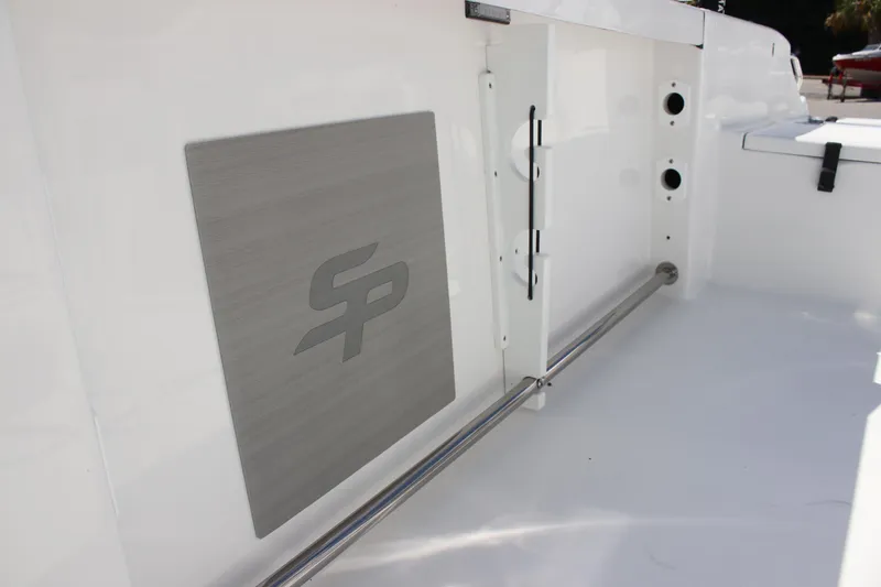 Slide: The Image of 2025 Sea Pro 222 boat interior with logo and sleek design elements. - 29