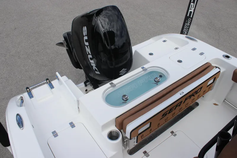 Slide: The Image of 2025 Sea Pro 222 boat with Suzuki engine, featuring a sleek design and spacious deck. - 6